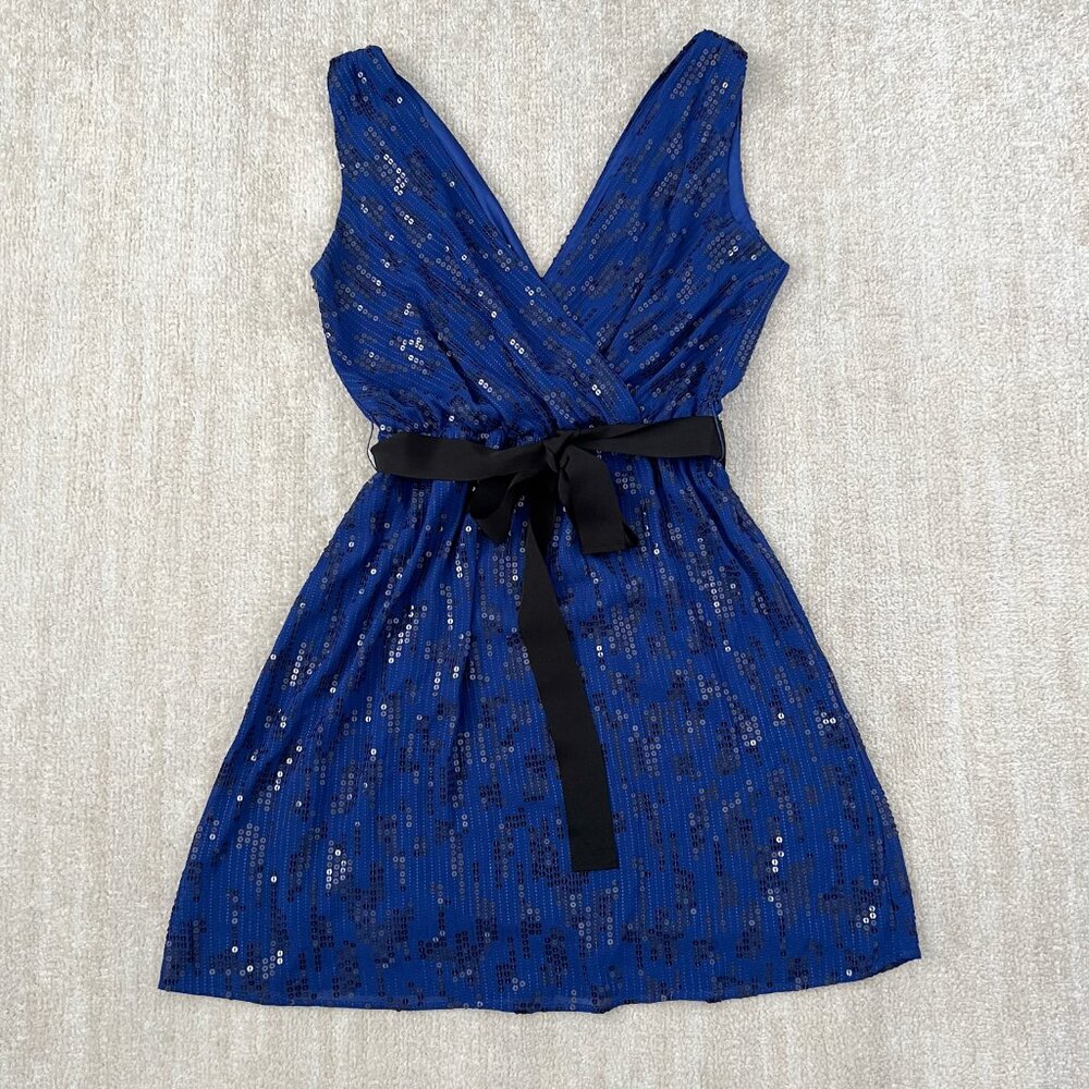 Express Blue Sequin Cocktail Party Mini Dress S